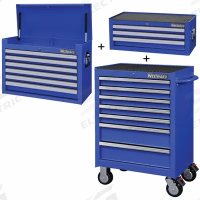 WESTWARD Rolling Cabinet Kit: 16 Drawers, Light Duty, Keyed - Heavy-Duty Top Chest, Intermediate Chest & Rolling Cabinet Combos