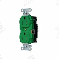 HUBBELL Receptacle: Duplex, 5-15, Green, 125V AC, 15 A, 2 Pole / 3 Wire (MPN 5262STGNTR)