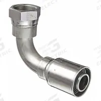 KURT Hydraulic Crimp Fitting: Carbon Steel, 90° Elbow, -20 For Hose Dash Size, Female x Male (MPN FJX90-20-20). Key specifications — Fitting Gender: Female x Male; Fitting Connection Type: JIC x Hose End; Thread Size: 1-5/8"-12; For Hose Dash Size: -20; Brand: KURT.