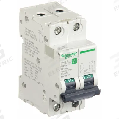 SCHNEIDER Supplementary Protector: 13 A Amps, 14kA at 240V AC, Screw Clamp, C60SP - B-Curve, 2-Pole UL1077 DIN Rail-Mount Supplementary Protectors