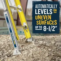 WERNER Extension Ladder: 32 ft Ladder Size, Fiberglass, 375 lb Load Capacity, 98 lb Wt, 2 Sections (MPN D7132-2VL). Key specifications — Color: Yellow; Brand: WERNER; Included Features: Bubble Level; Removable Fly: Removable.