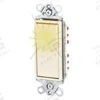 BRYANT Wall Switch: Rocker Switch, Single Pole, Maintained, Ivory, 120/277V AC, 20 A (MPN 9901GLI). Key specifications — Illuminated: Yes; Voltage Rating: 120/277V AC.