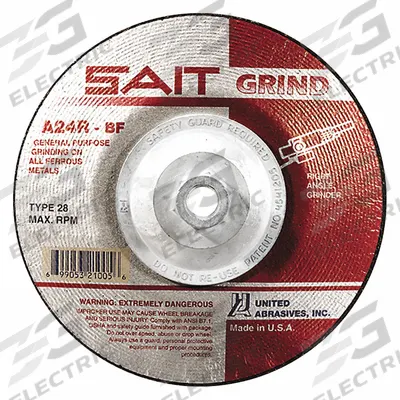 UNITED ABRASIVES-SAIT Depressed Center Grinding Wheel: Type 28, 7" x 1/4" x 5/8"-11, Aluminum Oxide - General Purpose Grinding Wheels for Carbon & Stainless Steel