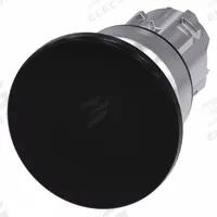 SIEMENS Mushroom Head Push Button: Black, 22 mm Mounting Size, Metallic, Momentary (MPN 3SU1050-1BD10-0AA0). Key specifications — Brand: SIEMENS; Action: Momentary; Series: 3SU; Push Button Material Type: Metallic.