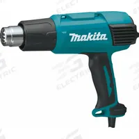 MAKITA Heat Gun Kit: Pistol-Grip, 120V AC, Two-Prong, 13 A Current, (1) Bare Tool, (1) Stand (MPN HG6031VK). Key specifications — attr1324916: (1) Bare Tool, (1) Stand; attr1257106: Two-Prong; attr1257126: No; attr1257132: MAKITA; attr1257155: 115V AC.