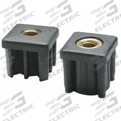 ELESA Tube End Leveling Mount: Square, Nylon, 5/8"-11 Thread Size, 1,344 lb Capacity - Tube End Leveling Mounts without Feet