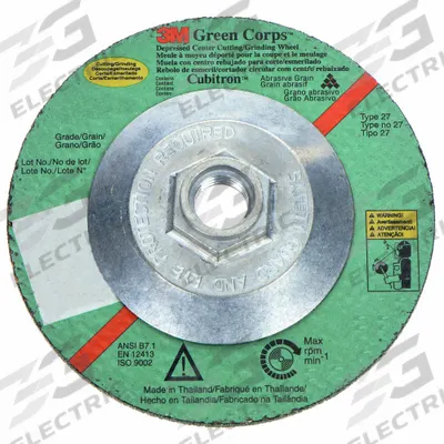 3M Cut-Off & Grinding Wheel: Type 27, 4 1/2" x 1/8" x 5/8"-11, Ceramic - Cool-Cutting Combination Wheels for Carbon & Stainless Steel