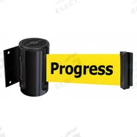TENSABARRIER Retractable Belt Barrier: Fixed Mounting Plate, 7 1/2 ft Belt Lg, Yellow (MPN 896-STD-33-STD-NO-YCX-C). Key specifications — Message Color: Black; Frame Color: Black; Brand: TENSABARRIER; Belt Color: Yellow.