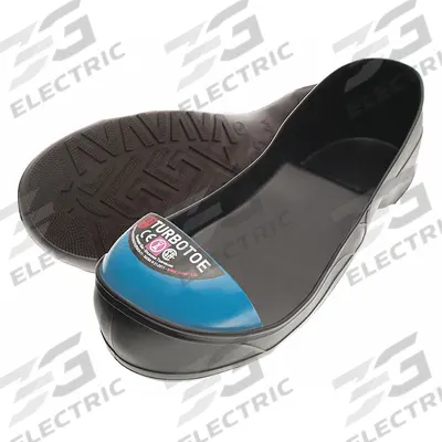 IMPACTO Overshoe: For Size 12 to 13, Unisex, Chevron, Black/Blue, Steel Toe, XL - Full-Soled Safety Toe Overshoes