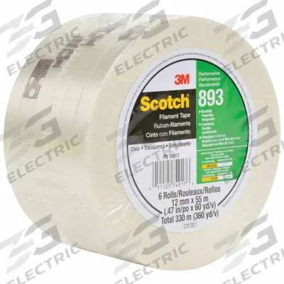 SCOTCH Strapping Tape: 6 mil Tape Thick, 1/2 in x 180 ft, Clear - Heavy-Duty Strapping Tape