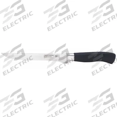 CRESTWARE Boning Knife: Straight, 6 in Overall Lg, Steel Blade, Santoprene Handle - Boning Knives