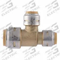 SHARKBITE MAX Push-Fit Tee Fitting: Tee, 3/4 in OD x 1/2 in OD x 1/2 in OD Size, Brass, Reducer (MPN UR454). Key specifications — Brand: SHARKBITE MAX.