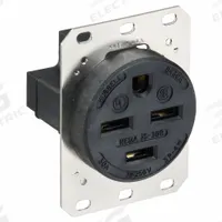 HUBBELL Receptacle: Single, 15-30, Black, 250V AC, 30 A, 3 Pole / 4 Wire (MPN HBL8430A)