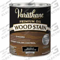 VARATHANE Wood Stain: Wood Stain, Interior, Oil, 1 qt Container Size, Wood, Satin, Early American (MPN 211729H). Key specifications — Brand: VARATHANE; Transparency: Semi-Transparent; Use Location: Interior; Sheen: Satin; Sub-Brand: Varathane; Color: Early American.