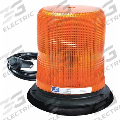 ECCO Beacon Light: Flashing Beacon, Amber, 6 11/16 in Overall Ht, LED - Vehicle Flashing Beacons