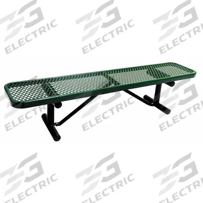 GRAINGER Outdoor Bench: 72 in Overall Lg, 16 3/8 in Overall Ht, Green, Green - Thermoplastic Coated Steel Benches