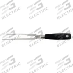 MERCER CUTLERY Meat Serving Fork: 11 3/4 in Overall Lg, Black/Silver, NSF Certified, 2 Tines (MPN M21046). Key specifications — Material: High Carbon Stainless Steel; Brand: MERCER CUTLERY; NSF Certified: Yes; Color: Black/Silver.