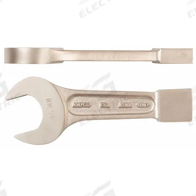 AMPCO Striking Wrench: Aluminum/Bronze, Natural, 54 mm Head Size, 11 in Overall Lg - Metric, Straight Handle, Nonsparking, Striking Open End Wrenches