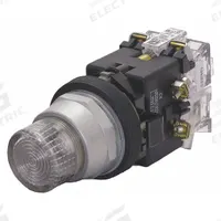 EATON Illuminated Push Button: Illuminated, Extended Profile, Metallic, 30 mm, 1NO (MPN HT8GBCAF7). Key specifications — Brand: EATON; Action: Momentary; Series: HT800; Push Button Material Type: Metallic.