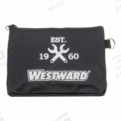 WESTWARD Tool Bag Set: 9 in W x 1 in D x 6 in H, Black, Polyester, 3 Inside Pockets - Polyester Flat Zippered Tool Bag Sets