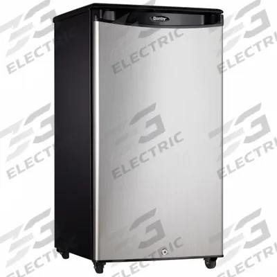 DANBY Mini Refrigerator: Stainless Steel, 3.3 cu ft Total Capacity, 3 Shelves - Mini Refrigerators