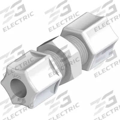 JACO Union Compression Connector: 3/8 in OD x 1/4 in OD Size, Compression x Compression - General Purpose Nylon Compression Fittings