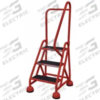 COTTERMAN Rolling Ladder: 2.3 ft Platform Ht, Partially Assembled, Steel, Wt-Actuated Auto-Lock (MPN ST-323 A2 C6 P5). Key specifications — Includes Handrails: Handrails Included; Material: Steel; Brand: COTTERMAN; Color: Red.