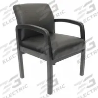 BOSS Frame Chair: Black, Black, 0 Casters/Glides, 23 in Overall Wd, 34 in Overall Ht, 20 in Seat Wd (MPN B9580BK-BK). Key specifications — Brand: BOSS; Back Material: Leather; Seat Material: Vinyl; Chair Material: Leather & Vinyl.
