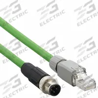 IFM Ethernet Cable: Cat5e, M12 Male Straight x RJ45 Male Straight, 20 m Lg, PVC, Green, D Coding (MPN E12205). Key specifications — Brand: IFM; Cable Jacket Color: Green; End 1 Coding: D; IP Rating: IP42; Performance Category: Cat5e.