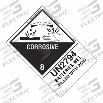 LABELMASTER Batteries Wet Filled,Package Quantity 500: Corrosive, 4 3/4 in Label Ht - Class 8: Corrosive