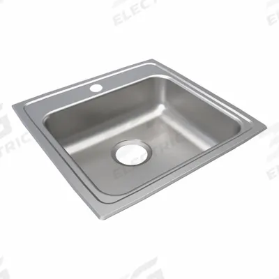 JUST MANUFACTURING Bowl Drop-In Sink: 19 1/2 in Overall Lg, 19 in Overall Wd, 6 in Bowl Dp - One-Bowl Counter-Mounted Kitchen & Bar Sinks without Faucets