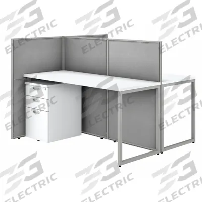 BUSH BUSINESS FURNITURE Modular Cubicle Workstation: 45 in Overall Ht, 60 in Overall Wd - Office Cubicles with Privacy Panels