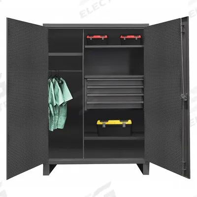 DURHAM MFG Storage Cabinet: 48 in x 24 in x 78 in, 4 Shelves, 4 Drawers - Industrial Combination Cabinets with Drawers