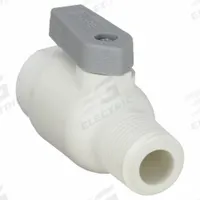 PARKER Manual Two-Way Ball Valve: 3/8 in, Polypropylene, Straight, Push x MNPT, Full Port Ball Port (MPN LFPP6VMC6). Key specifications — Brand: PARKER; Handle: Lever.