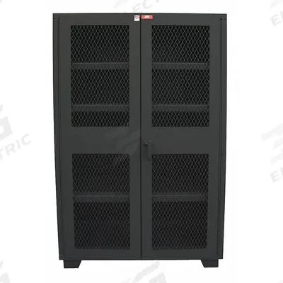 JAMCO Storage Cabinet: 36 in x 18 in x 78 in, 4 Adj Shelves, Swing Handle & Padlock Hasp - Industrial Ventilated Shelf Cabinets