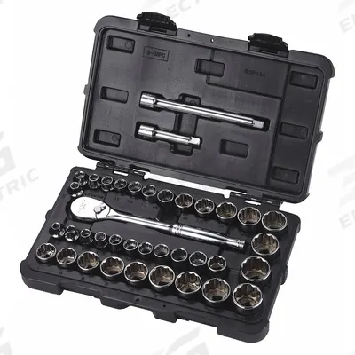 WESTWARD Socket Wrench Set: 3/8 in Drive, 38 Piece, 12-Point - SAE & Metric Socket Sets with Drive Tools