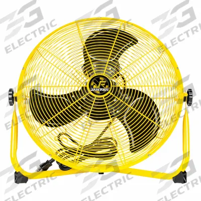 JAN FAN Mounted Fan: 18 in Blade Dia, 3 Speeds, 120V AC, Direct Drive - High-Visibility Industrial Floor Fans