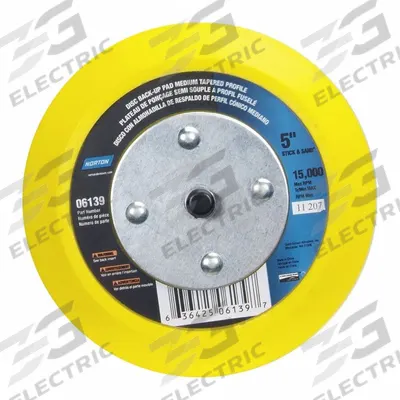 NORTON Sanding Disc: 5 in Dia, 5/16"-24 Threaded-Shank, Non-Vacuum - Threaded-Shank Sanding Disc Backing Pads
