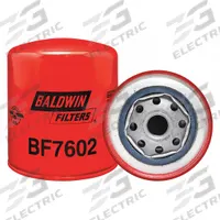 BALDWIN FILTERS Fuel Filter: Spin-On, 3 11/16 in Outside Dia, 3/4"-16 Thread Size, Cellulose, BF7602. Key specifications — attr1137520: BF7602; attr1137521: FF5108; attr434022: BALDWIN FILTERS; attr427730: Cellulose; attr427731: Integral Post Seal; attr1017112: Buses; attr1017113: Isuzu.