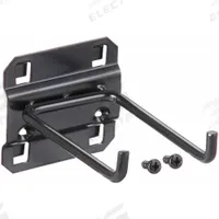APPROVED VENDOR Double Rod Pegboard Hook: 3 1/2 in x 2 1/4 in, Screw-In, Surface, Black (MPN 5TPL1). Key specifications — Mounting Type: Surface; Color: Black; Accessory Type: 90-Degree Double Rod Hook; Locking System: Screw-In; Brand: APPROVED VENDOR.
