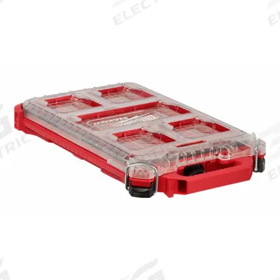 MILWAUKEE PACKOUT Tool Case: 9 3/4 in W x 15 3/16 in D x 2 1/2 in H, Plastic, Red - PACKOUT Tool Organizer Boxes