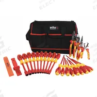 WIHA Insulated Tool Kit: Insulated, 25 Total Pcs, Tool Bag (MPN 32879). Key specifications — attr541600: (1) Long-Nose Pliers; attr541603: None; attr541599: (1) Knife; attr541604: (1) Wire Stripper; attr541515: WIHA; attr548994: (4) Specialty Screwdrivers.
