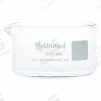 Crystallizing Dish: 70 mm Dia, 40 mm Overall Ht, No Surface Treatment, Spout, Borosilicate Glass (MPN UNCRDSH-WS-100). Key specifications — Includes: Spout; Material: Borosilicate Glass; Brand: UNITED SCIENTIFIC SUPPLIES INC; Surface Type: No Surface Treatment.