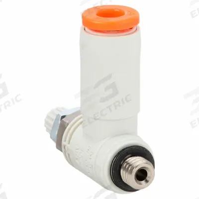 SMC Speed Exhaust Control Valve: Elbow Fitting, Screw, M3 Valve Body Size, Meter Out - Elbow-Style Exhaust Control Valves