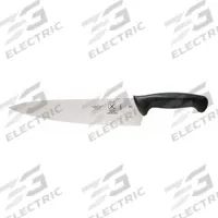 MERCER CUTLERY Chef Knife: Sharp Edge, 10 in Overall Lg, Steel Blade, Black Handle, Stamped, Black (MPN M22610). Key specifications — Sub-brand: Millennia; Brand: MERCER CUTLERY; Blade Material: Steel; Blade Type: Sharp Edge; Forged/Stamped: Stamped; Handle Color: Black; Handle Material: Santoprene/Polypropylene; Knife Type: Chef's Knife.