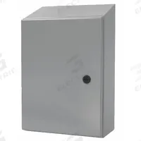 WIEGMANN Sloped Top Enclosure: Steel, 24 in x 24 in x 10 in, NEMA 12/13/3R/4, Solid Cover, Hinged (MPN N412242410CST). Key specifications — Closure Method: 1/4-Turn Latch; Brand: WIEGMANN; Knockouts: Not Included.