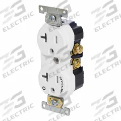 LEVITON Duplex Receptacle Outlet: Duplex, 5-20, White, 125V AC, 20 A, 2 Pole / 3 Wire (MPN TBR20-S1W)