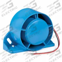 GROTE Back Up Alarm: Self-Adjusting, Multi-Freq, 102 dB Max Sound Level, 12-24V DC, 5 13/16 in Lg (MPN 73460). Key specifications — Alarm Tone Type: Multi-Frequency; Mount Type: Bolt; Connector Type: Blunt Cut Wire; Brand: GROTE; SAE Type Rating: Type F; Operating Voltage: 12-24V DC.