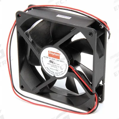 Dayton Axial Fan: 19.3 cfm Airflow @ 0.000 in SP, 3 5/8 in Ht, 1 in Dp, Lead Wires - Standard Square Axial Fans