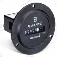 TRUMETER Hour Meter: Hour Meters, Front Panel Mounting, Analog, 10 V DC – 80 V DC, Analog, Tenth (MPN 732-0001). Key specifications — Mounting Style: Flange; Standards: RoHS; Bezel Face Shape: Round; Hour Unit Increment: Tenth; NEMA Enclosure Rating: 4; Brand: TRUMETER; Manufacturer Part Number: 732-0001; Meter Type_Broad: Analog.